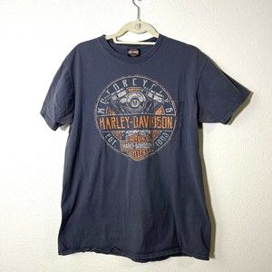 Harley Davidson Mens Shirt  Size Large Graphic Tee Gray Short Sleeve